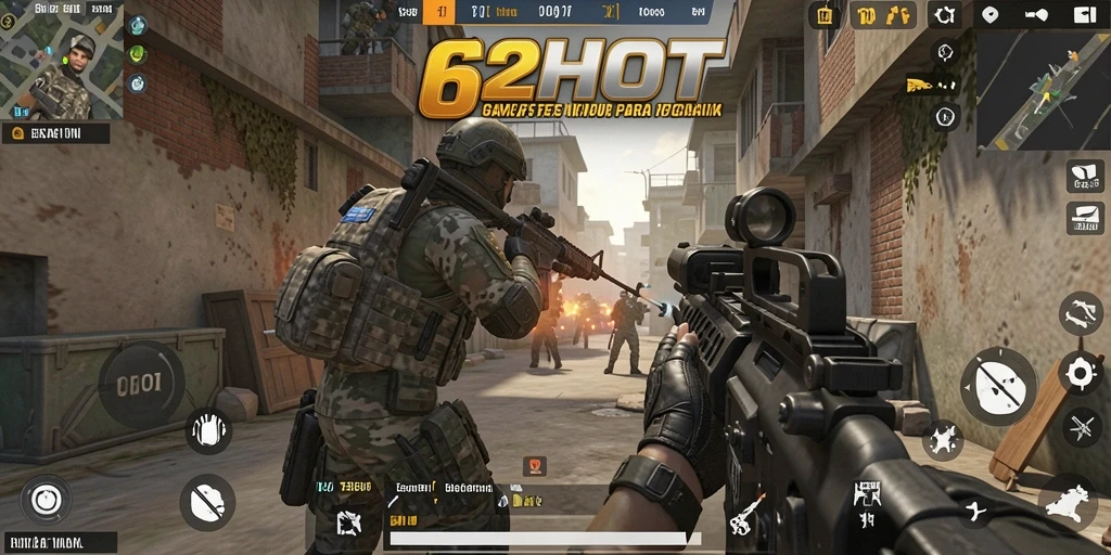 Tangkapan layar utama 62HOT menunjukkan aksi menegangkan dalam gameplay FPS.