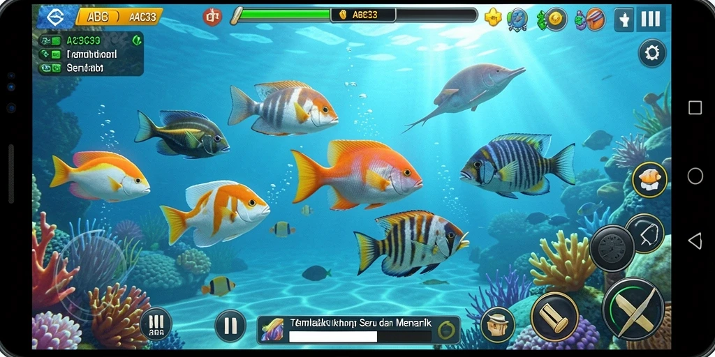 Tangkapan layar gameplay ABC33 yang menampilkan aksi menembak ikan.