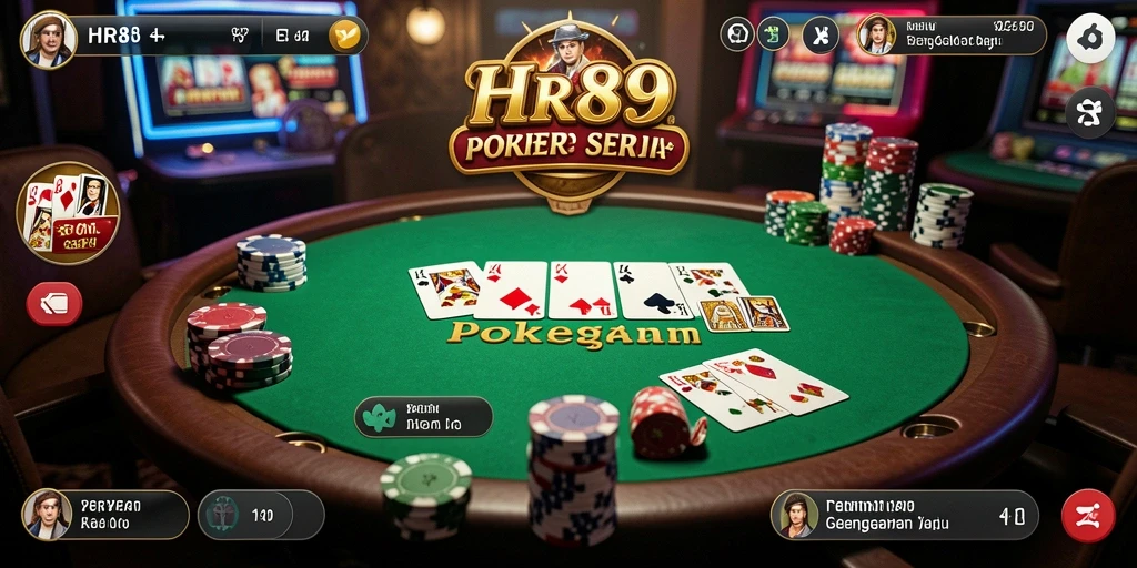 Gameplay utama HR89 yang menampilkan aksi poker yang mendebarkan.