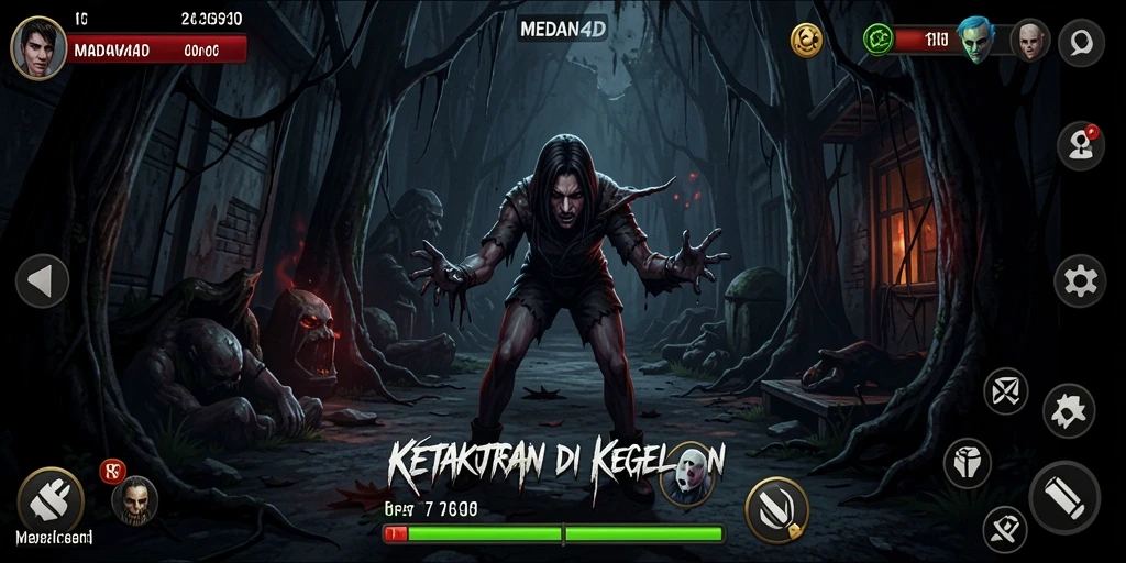 Screenshot gameplay MEDAN4D menampilkan suasana horor yang menegangkan.