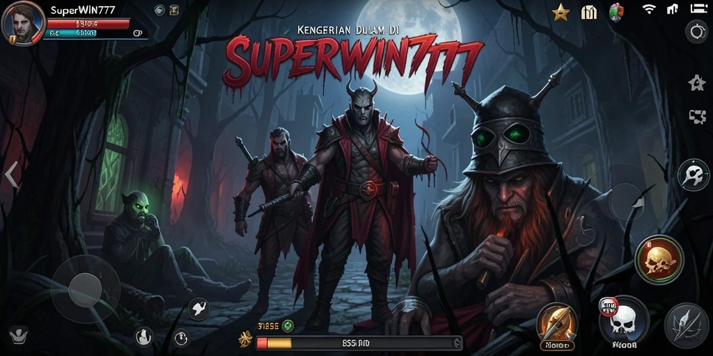 Tampilan gameplay SUPERWIN777 yang menegangkan dengan suasana gelap dan misterius.